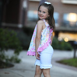 AnnLoren Baby/Toddler Girls Open Back Swing Tank Top with Bow Feather