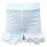 AnnLoren Girls White Knit Ruffle Shorts  Summer Camp Clothing