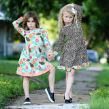 AnnLoren Little & Big Girls Long Sleeve Leopard Rose Fall Floral Dress